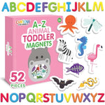 Toddler Magnets – Animal Fridge Magnets For Kids | 52 Refrigerator Magnets With 26 Animals + 26 Abc Magnetic Letters | Foam Alphabet Learning Set For Toddlers