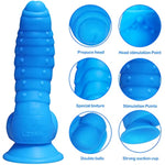Realistic Dildo, Liquid Silicone Material No Any Smell Adult Sex Toys Penis, Strong Suction Cup For Hand-Free 2 Balls G-Spot Vaginal Discreet Package(Blue)