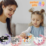 4 In 1 Mini Cat Building Block Set Animals With Flower And Moon, 1819 Pieces Micro Brick Toy Cats, Creative Art Craft And Home Decor, Birthday Gifts Idea For Kids Adults Boys Girls 8+