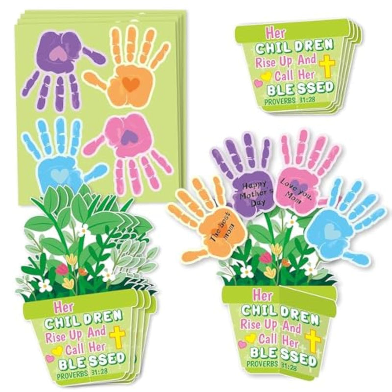 Mother's Day Handprint Flower Pot Craft Kit for Kids, DIY Spring Mom Gift