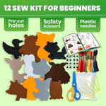 Kids Sewing Kit for Beginners Ages 4-8, 12 DIY Crafts for Children