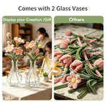 DIY Flower Bouquet Kit with 2 Glass Vases, 600 Pcs Pipe Cleaners, 13 Colors