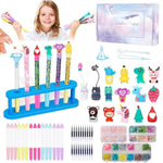 DIY Custom Glitter Pen Making Craft Kit with Charms for Kids 15 Pieces
