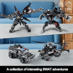 Swat Police Mech Building Sets Compatible With Lego, Transforming Police Truck & Helicopter To Mech Robots, Stem Toy Gift For Kids, Boys & Girls Ages 6-12 Years Old