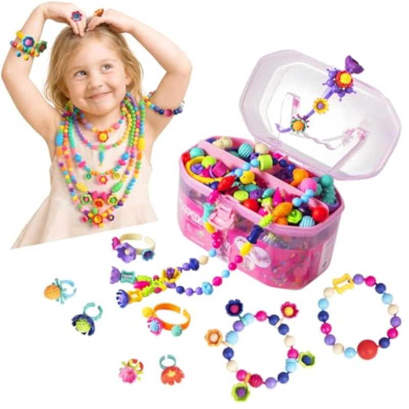 520 Pcs Pop Beads Jewelry Making Kit for Girls Ages 3-7, Necklace & Bracelet Set