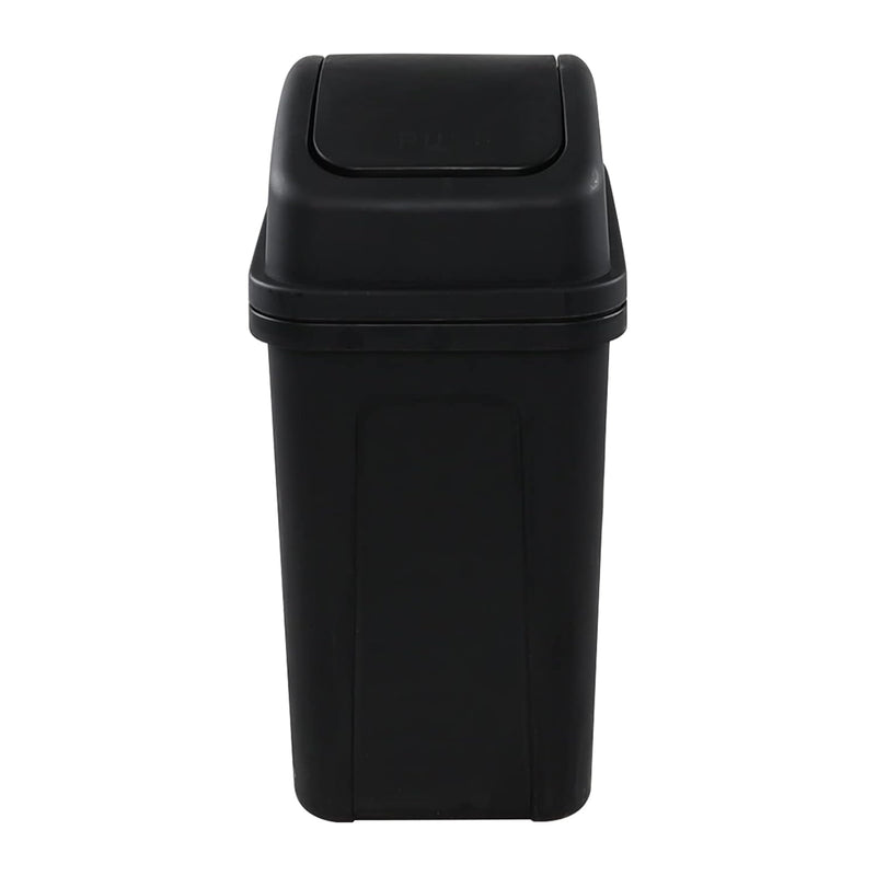 7 L Slim Swing Top Garbage Can, Plastic Kitchen Trash Can With Swing Lid, Black