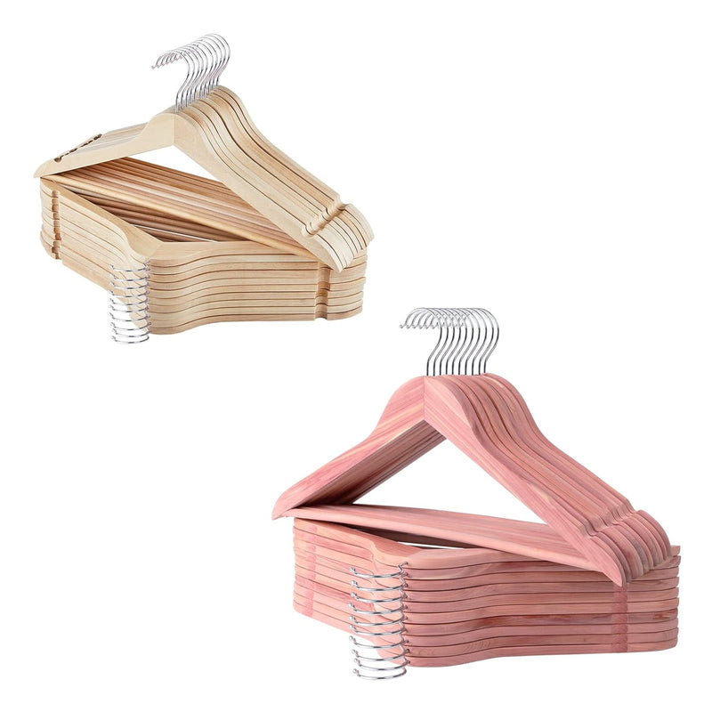 Wooden Hangers 40 Pack, Cedar Wood Clothes Hangers For Closet With 360 Swivel Ho