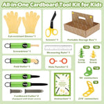 Cardboard Cutter For Kids - Cardboard Tools For Kids, Cardboard Cutting Tool Set With Fold-Roller & Gloves, Stem Educational Construction Toys Gift For 5-9 Year Old Boys Girls