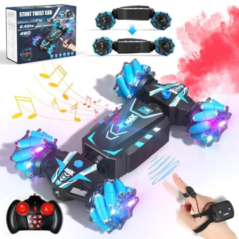 Remote Control Car Hand Controlled Gesture Rc Stunt Car With Spray & Lights & Music For Kids 6-13 Year Old, 4Wd 2.4Ghz Off-Road 360° Rotation Toy Car Gift For Boys Girls