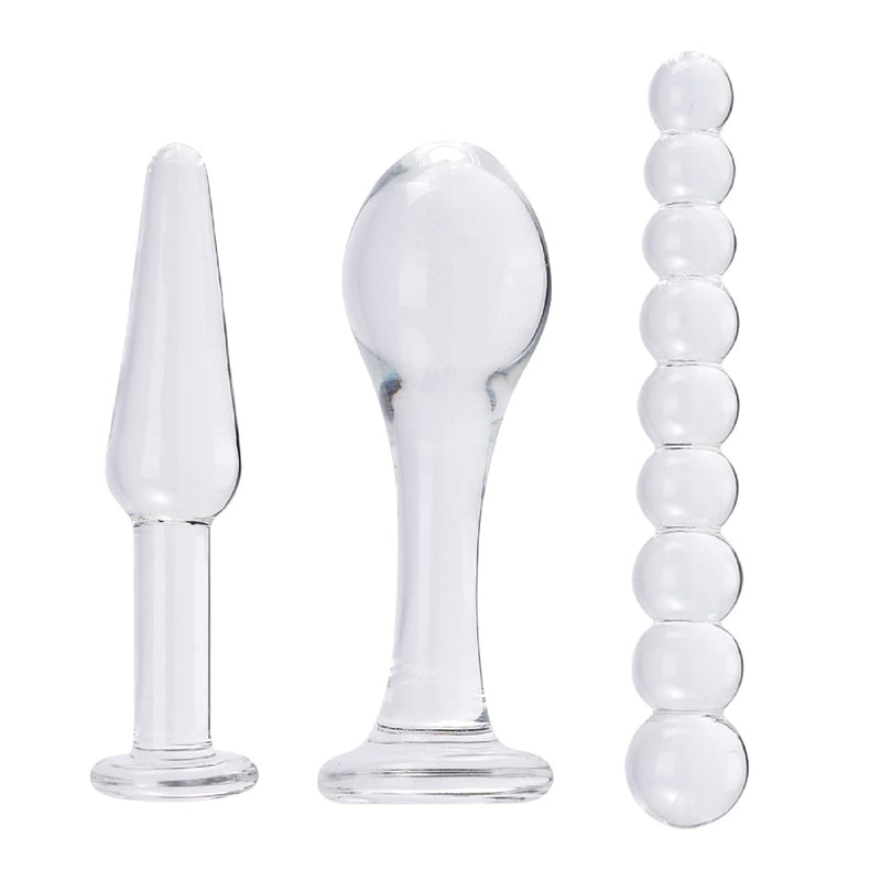 Sm Anal Plug Training Kit Glass Beaded Anal Plug For Adult Bullet Head Anal Plug Portable Entry-Level Set 3 Pcs