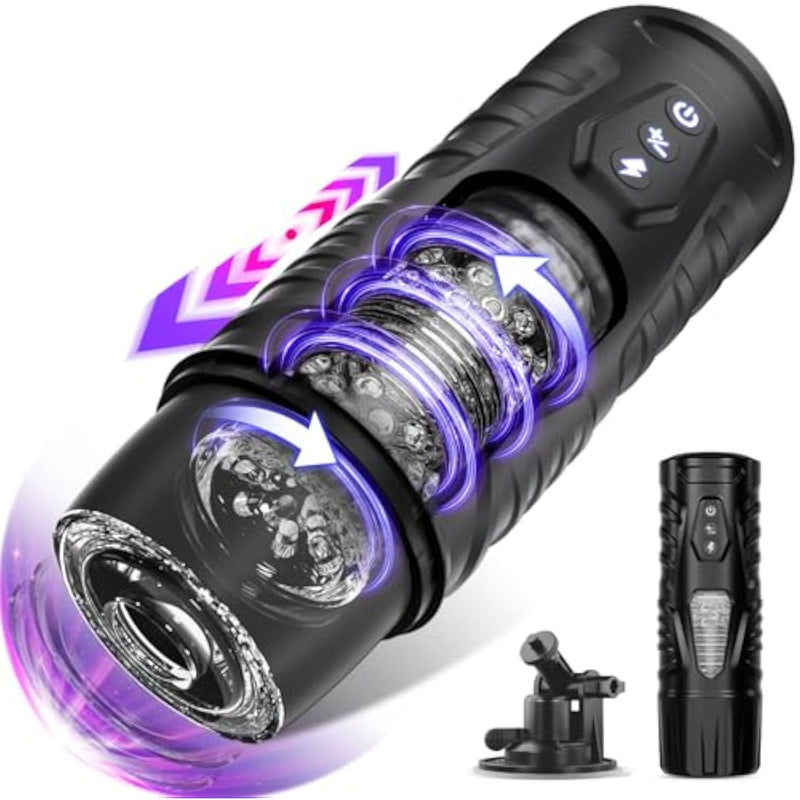 Automatic Male Masturbator Sex Toys For Men - Adult Toy Male Sex Toys With 7 Thrusting & 7 Rotating Modes,Hands Free Pocket Pussy Sex Machine With Visual Window & Mounting Base, Electric Thrusting Cup