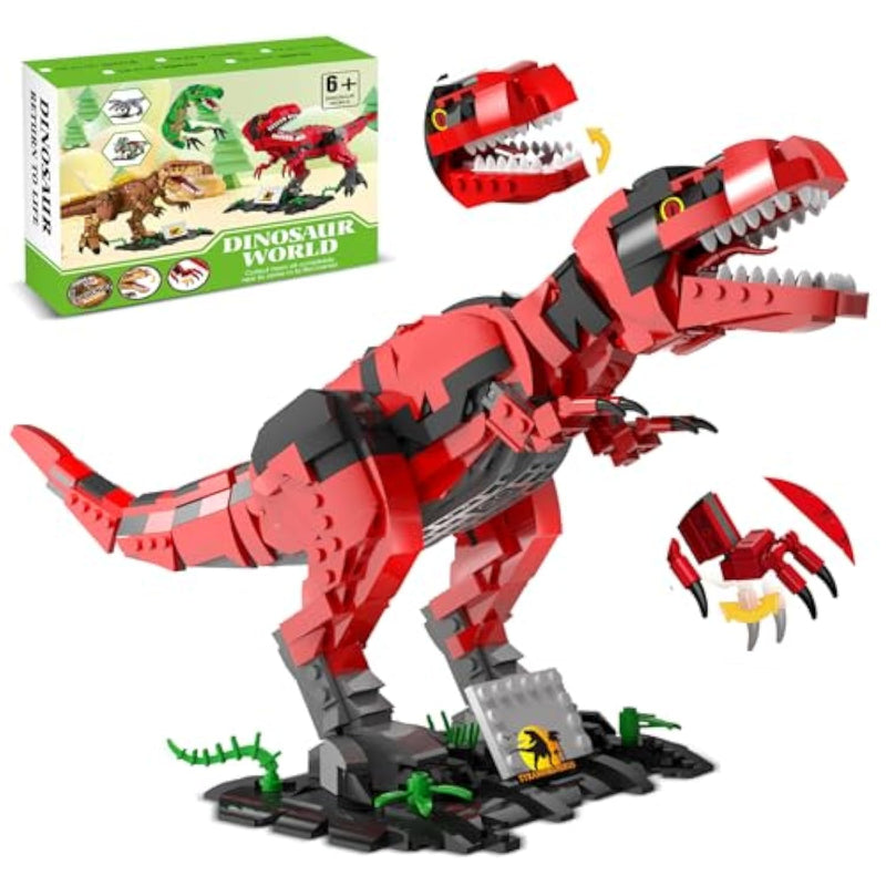 Dinosaur Building Blocks Toys For Kids Ages 6-14 | Stem Building Block Set, Christmas Birthday Gift For Boys Ages 6-8 7-9 8-14 (Red)