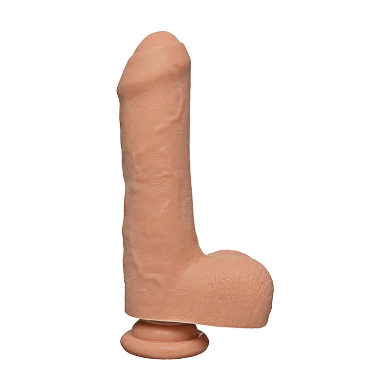 The D - Uncut D - 7 Inch With Balls - Ultraskyn - 7" Long And 1.75" Wide - Suction Cup Base - O-Ring Harness Compatible Dildo, Vanilla