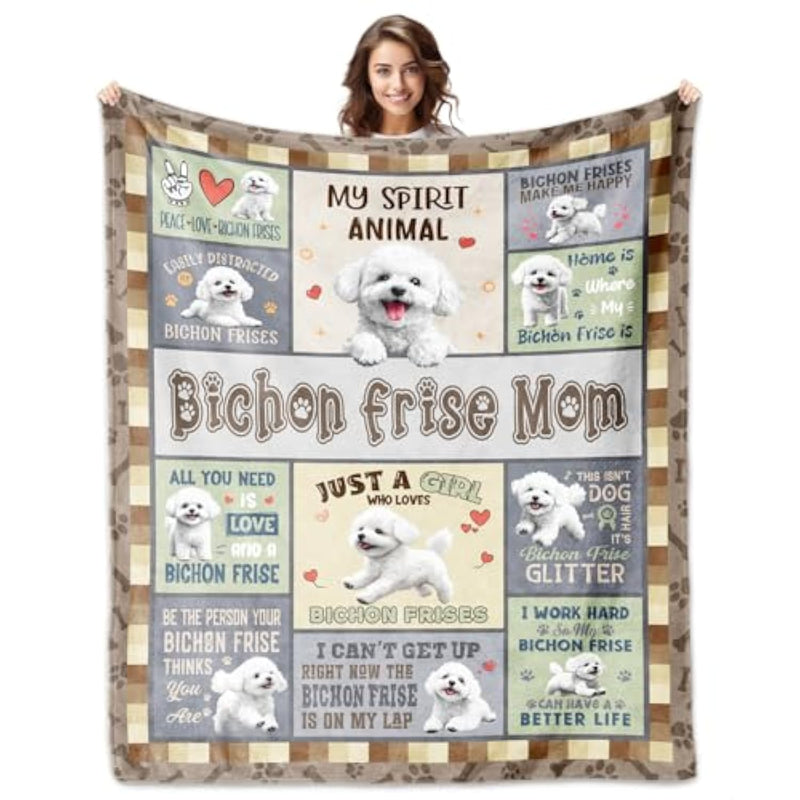 Bichon Frise Gifts For Women, Bichon Frise Blanket 60''X50'', Bichon Frises Gifts For Dog Mom, Bichon Frises Dog Gift For Owners Lovers Decorations Blanket For Mothers Day Christmas Birthday