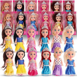 Liberty Imports 12 Pack Little Royal Princess Dolls - Mini Pocket Size Toddler Toys Fantasy Pretend Play Set with Dress, Accessories for Kids, Girls Dollhouse, Party Favors (4.5-inches)