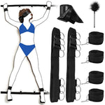 Bondage Restraint Kit 8 Pcs Adjustable Bed Restraints Leather Bondage Sets Adult Sex Toys With Fetish Handcuffs & Ankle Cuff Blindfold & Tickler For Women And Couples