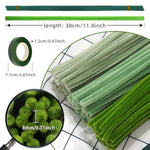 311pcs Green Pipe Cleaner Flower Kit, 3 Colors Bulk Chenille Stems for Crafting and DIY Projects