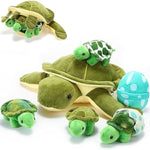 6 Pieces Sea Turtle Stuffed Animal With Babies 12" Mommy Stuffed Sea Turtle With 3 Little Plush 2 Plush Eggs Soft Pillow Tortoise Hugging Gifts For Kids Birthday Christmas Baby Shower(Classic)