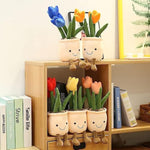 Blue Tulip Plush Toy - 13.7" Cute Flower Pillow & Stuffed Animal, Plant Plush For Nature Room Decor