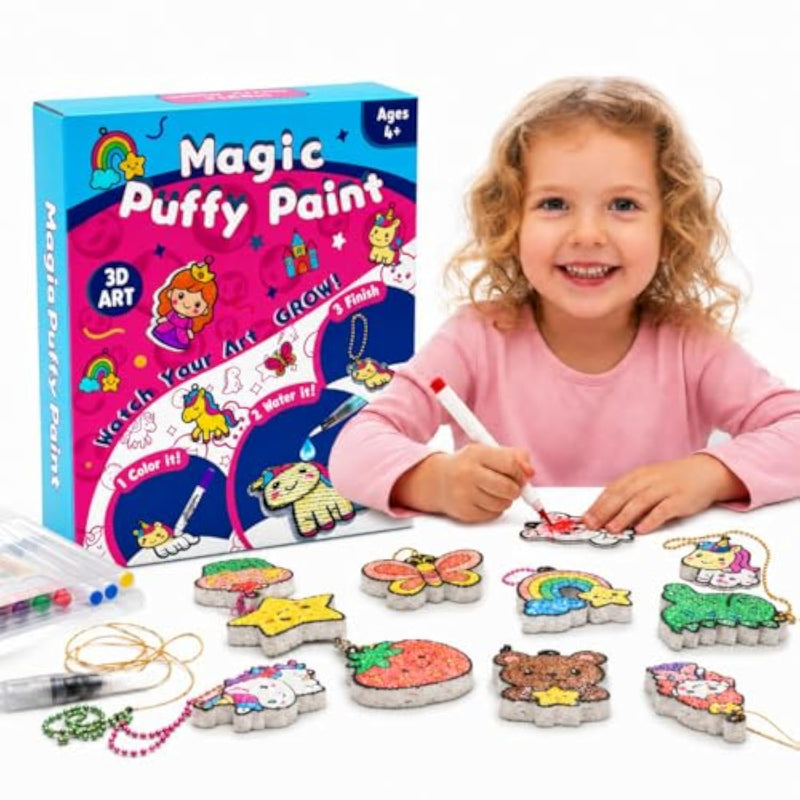 Aqua Puffs 3D Art Kit for Kids, Mess-Free Paint by Number Princess & Unicorn Crafts