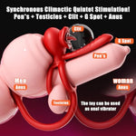 Vibrating Cock Ring Couples Sex Toys, 3-In-1 Dual Penis Ring Vibrator 9 Modes For Clitoral Anal Stimulation With Tongue Licking, Erection Adult Sex Toys For Men Bluetooth App Controlled