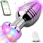 Anal Sex Toys Vibrating Butt Plug, Heart Light Up Anal Plug With 9 Vibration Modes, Stainless Steel Thread Design Anal Vibrator Dildo With App & Remote Control, Anal Prostate Massager For Men Women