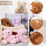 8 Pcs Mini Plush Bears 4'' Small Bear Bulk Stuffed Animal Toys Tiny Soft Bear Doll Present Stuffers For Keychain Baby Shower Party Favors Supplies(Pink, Purple, Brown, Apricot)