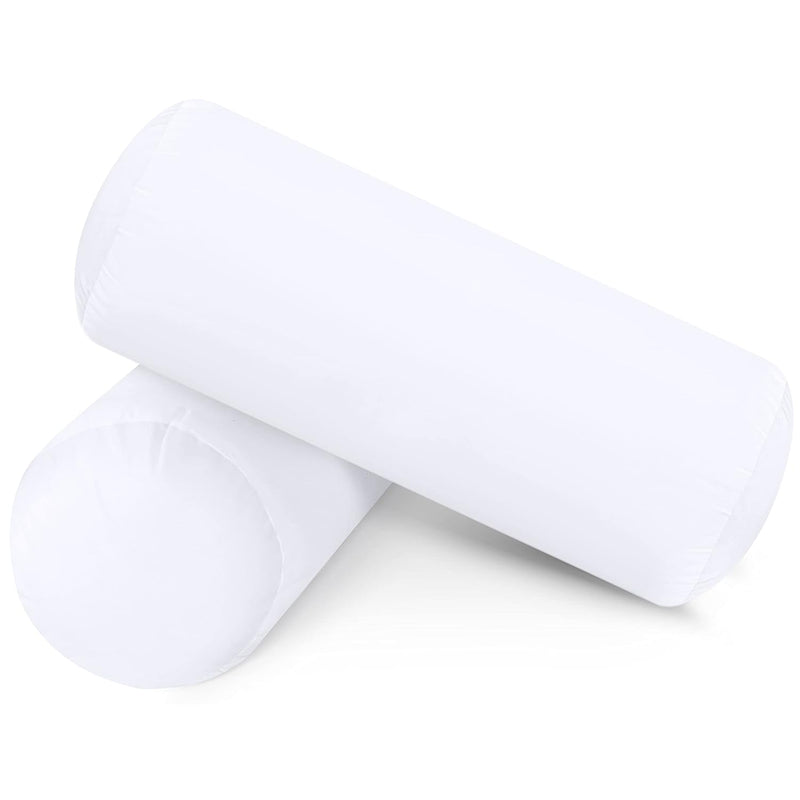 Bolster Pillows Insert (Pack Of 2, White) - 6 X 16 Inches Bed And Couch Pillow