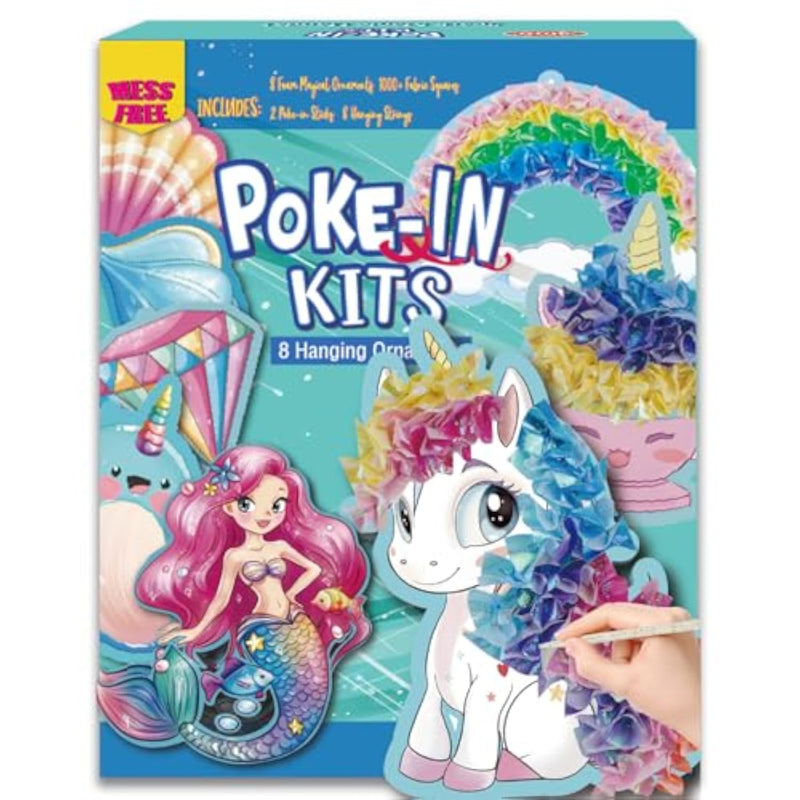 8 Pack Poke-In Art Craft Kits for Girls, Unicorn & Mermaid Mess-Free Activity Set