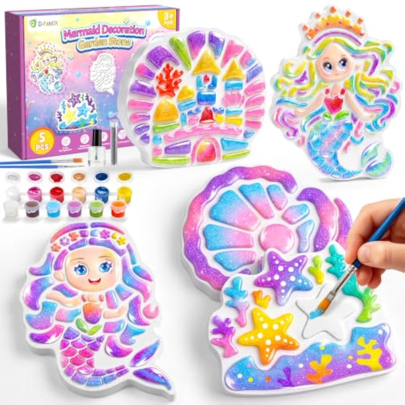 Mermaid Stepping Stone Kit for Kids, Arts and Crafts Activity Set by D-FantiX