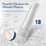Oh My Gem - Bold 5 Inch Clitoral Bullet Vibrator With Gem Base - 10 Rumbotech Vibration Modes - Ipx7 Waterproof & Usb Rechargeable - Pocket-Sized, Travel-Friendly - Sex Toy - White