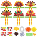 24 Sets Thanksgiving Turkey Craft Kits, DIY Beaded Felt Turkey Art Activity