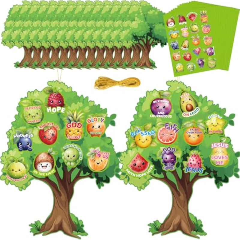 Fruit of the Spirit Bible Tree Craft Kits for Kids, 16 Sets, 6.4 x 8.4 inches