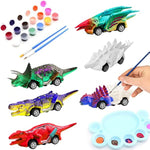 6 Pack Painting Dinosaur Pull Back Car Toys Arts And Crafts For Kids Age 3-12, Diy Dinosaur Painting Kits For Boys Girls Kids Christmas Party Favors Stocking Stuffers Gifts