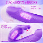 Womens Sex Toys Vibrator, Realistic Textured G Spot Anal Vibrators Rabbit Dildo, Violet Female Vibradores With Dual Motors And Vibrating Ears, Soft Silicone Whisper Quiet Couple Sex Toy