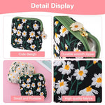 Daisies Sanitary Napkin Storage Bag, 2 Pcs Embroidery Menstrual Cup Pouch Cotton Soft Period Holder Bag Portable Tampon Holder Pad Pouch Period Kit Bag for Women Teen Girls