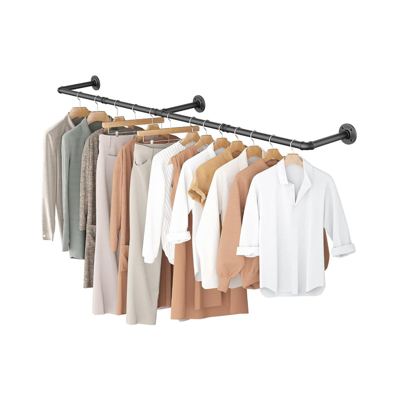 Clothes Rack, 65.7" Industrial Pipe Clothing Rack For Hanging Clothes, Wall Moun