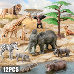 12Pcs Realistic Safari Animals Figures Learning Toys Set, Large African Animal Toys, Wild Zoo Animal Toys, Educational Playset Toys For Boys Girls, Birthday Gift For Toddlers Kids