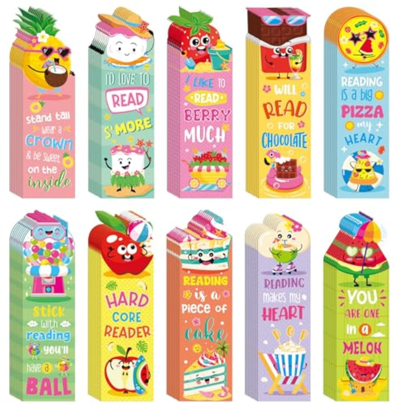 90 Pcs Summer Scratch and Sniff Scented Bookmarks Fruit Food Theme Stationery Set