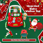 Christmas Baby Walker Toys Set,Christmas Baby Walker & Baby Head Protector Backpack,Push Walker For Boys & Girls Learning To Walk,Sit To Stand Early Educational Toys, For Toddler