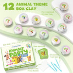 Air Dry Clay Modeling Set for Kids, 12 Animals Theme Party, Perfect for Art and Creativity