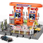 Toy Cars Playsets, Activity Drivers Playset, Gasstation With Moveable Hoses, Parking Lot, 1:64 Scale Toy Cars And Car Garage Toys For Toddlers 1-3, Car-Activated Playing Method