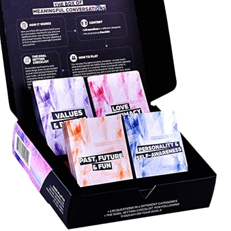 Box Of Meaningful Conversations – Conversation Starters Game For Couples – Date Night Cards Deck With 130 Question Cards