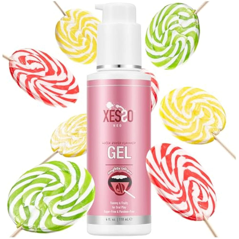 Edible Flavored Oral Gel Lube, Fruity Lollipop Flavored Water-Based Hypoallergenic Food-Grade Ingredients 4 Fl.Oz For Oral Pleasure, Made In Usa