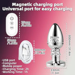 Vibrating Anal Plug Vibrator Butt Plug For Women Men Hearted Light Up Prostate Massager With Remote Control Stainless Steel Electric Sex Toys (S)