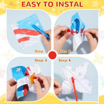 50 Pcs 4th of July DIY American Flag Pinwheels, Patriotic Craft Party Supplies