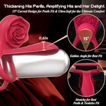 Vibrating Cock Ring Penis Sleeve With Rose Clitoral Stimulator+Vibrating Cock Ring Taint Stimulator