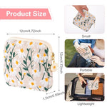 Daisies Sanitary Napkin Storage Bag, 2 Pcs Embroidery Menstrual Cup Pouch Cotton Soft Period Holder Bag Portable Tampon Holder Pad Pouch Period Kit Bag for Women Teen Girls
