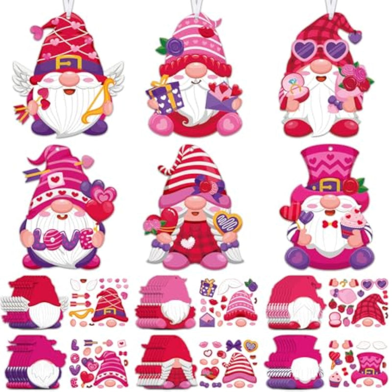 48 Pcs Valentine's Day Heart Craft Kits, DIY Hanging Ornaments for Kids