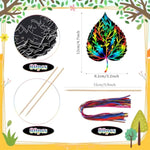 80 Pcs Fall Leaf Scratch Card Rainbow Fall Tree Ornaments for Home Decor and Party Use